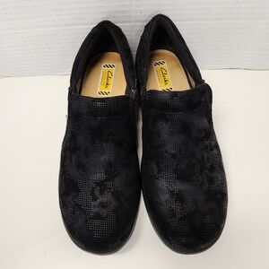 Clarks Talene Pace Black Fabric Slip On Shoes Sz 8